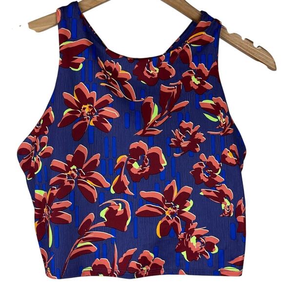 Athleta Conscious Crop Racerback Floral Printed Women's Large D-DD NWOT - Picture 1 of 7